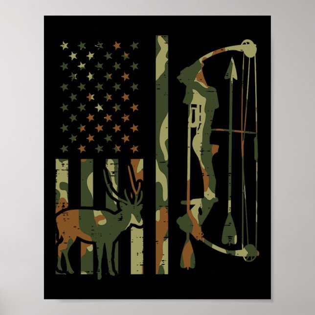 Poster Camo Flag Deer Arco Hunting Patriotic Hunter Pai A (Frente)