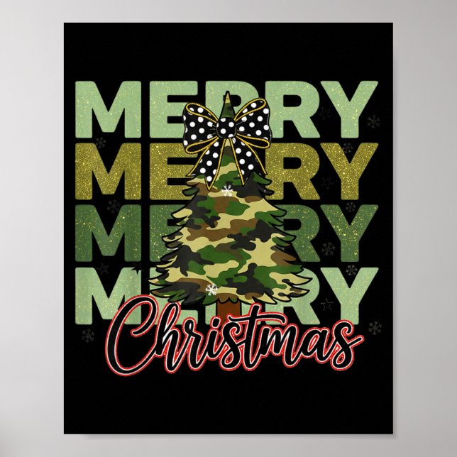 Poster Camo Merry Christmas Camouflage Christmas Tree Coq (Frente)