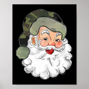 Poster Camo Papais noeis Feliz Natal Crianças Camuflagem 