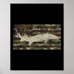 Poster Camo Patriótico Bandeira dos EUA Sturgeon Pesca