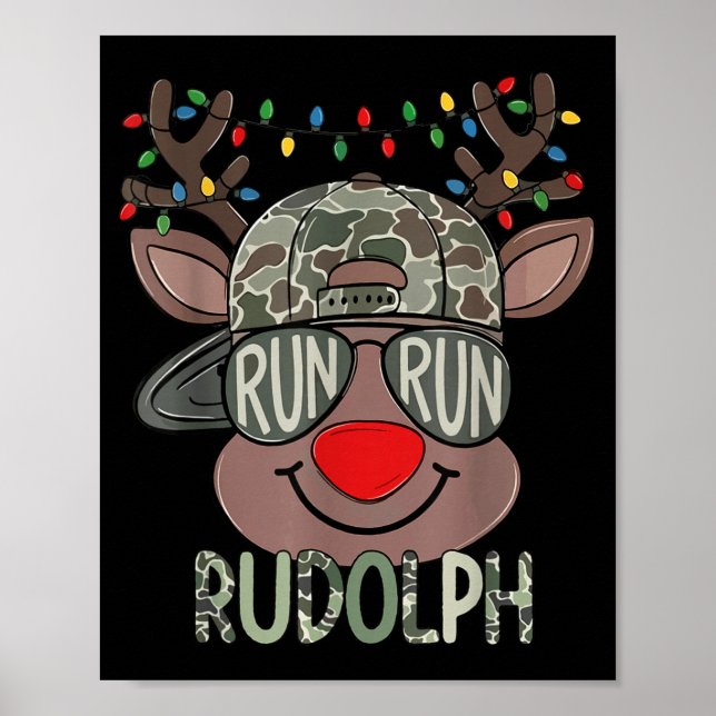 Poster Camo Reindeer Hat Ball Cap Christmas Boy Cute Xmas (Frente)