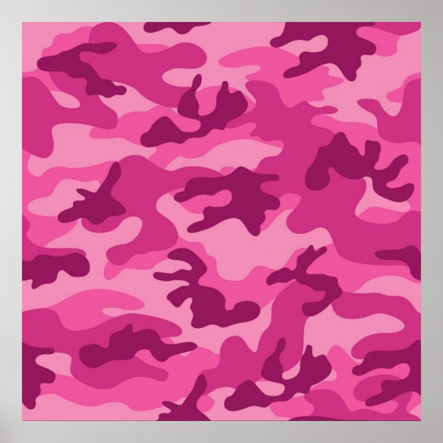 Pôster Camo Rosa Brilhante, Brilhante, Camuflagem (Frente)