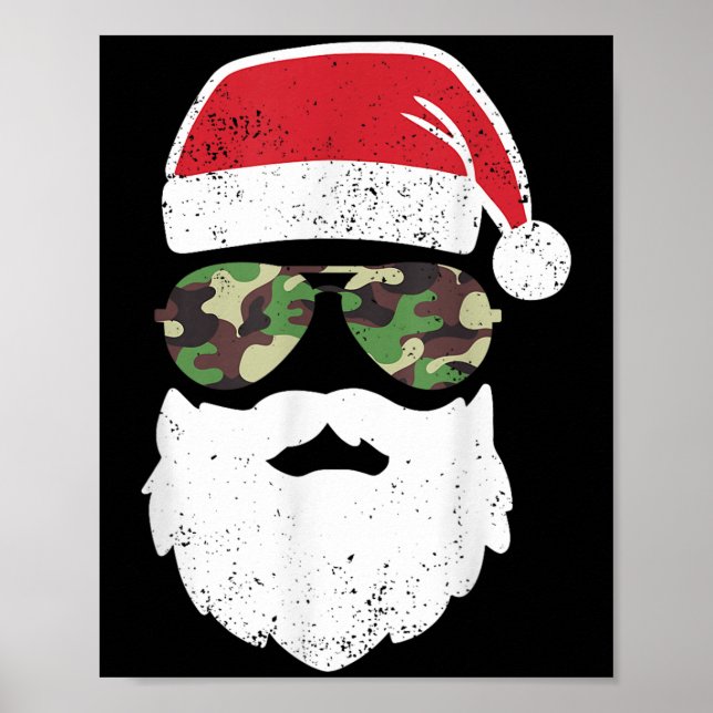 Poster Camo Santa Claus Sungles Engraçado Camo Natal Camo (Frente)