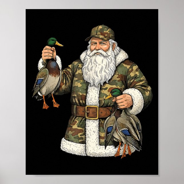 Poster Camo Santa Mallard Duck Hunting Christmas Hunter G (Frente)
