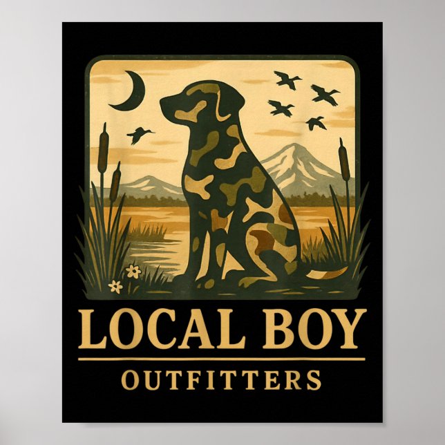 Poster Camo Southern Local Boy Duck Hunting Black Lab Out (Frente)