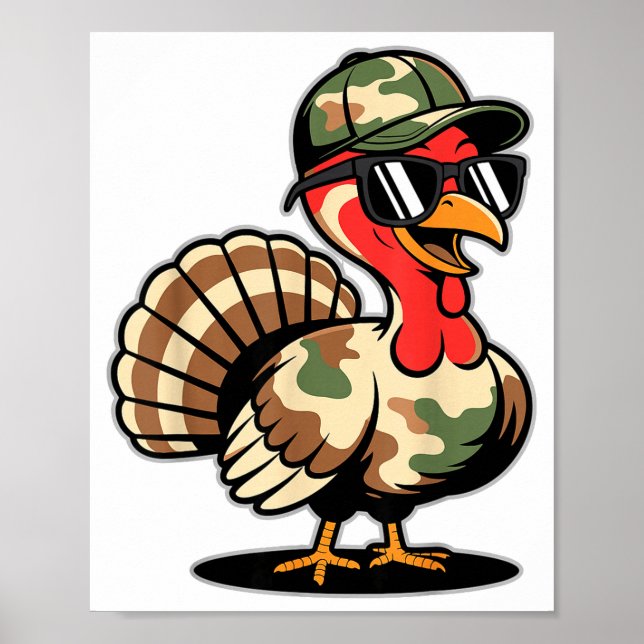 Poster Camo Turkey Day Hunting Fall Thanksgiving  (Frente)
