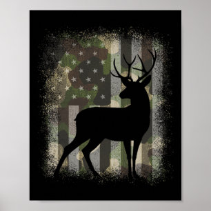 Poster Camo Us Flag Deer Elk Buck Caça Caça Caça Caça Caç