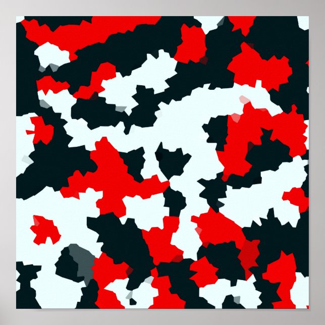 Poster Camo Vermelho Cristal Abstrato Mosaico Irregular (Frente)