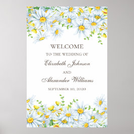 Poster Camomila em aquarela. Boas-vindas de casamento flo