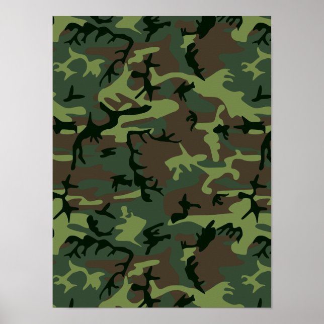 Poster Camouflage Camo Green Brown Pattern (Frente)