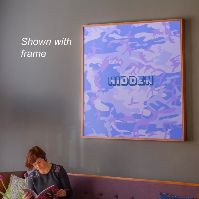 Pôster Camouflage Camouflage Pastel Blue Abstrato (Dark Blue and Purple Camouflage Value Poster)