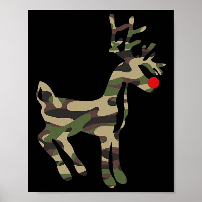 Poster Camouflage Nose Vermelha Reindeer - Feriado Natal  (Frente)