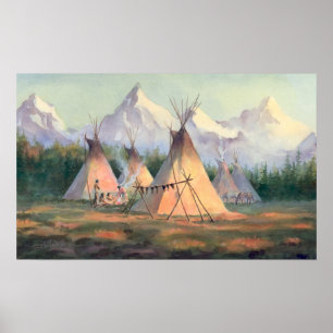 Poster CAMP INDIANO TIPI por SHARON SHARPE