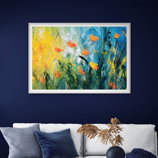 Poster Campainhas - Prado Floral Abstrato em Movimento (Bellflowers – Abstract Floral Meadow in Motion)