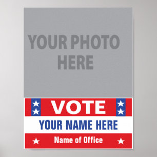 Poster Campanha eleitoral - estrelas vermelhas, azuis