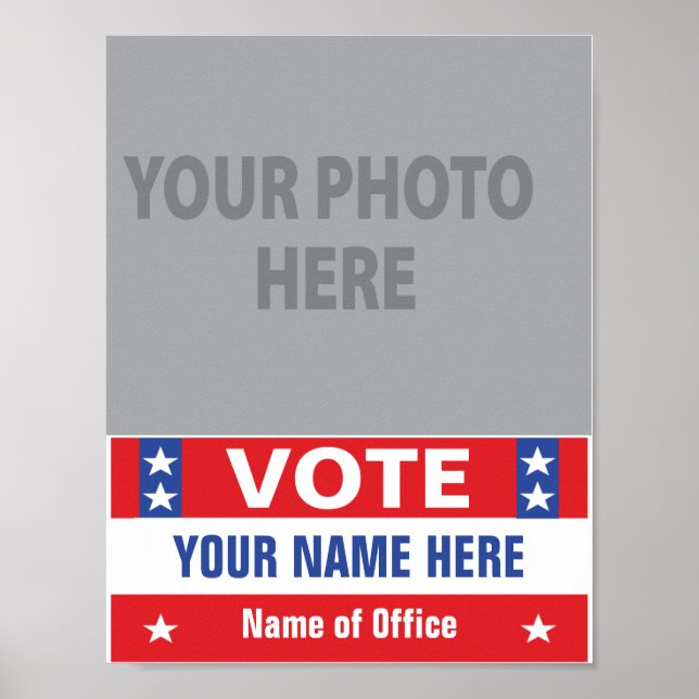 Poster Campanha eleitoral - estrelas vermelhas, azuis (Frente)