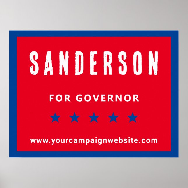 Poster Campanha eleitoral política nome Red White Blue (Frente)