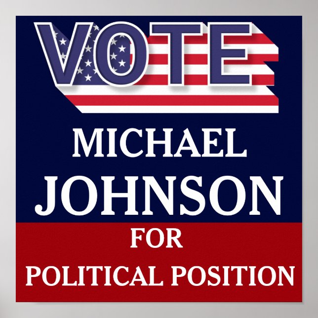 Poster Campanha Moderna Azul Branco Vermelho - Política (Frente)