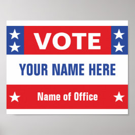 Poster Campanha Política Votar vermelho branco azul, estr