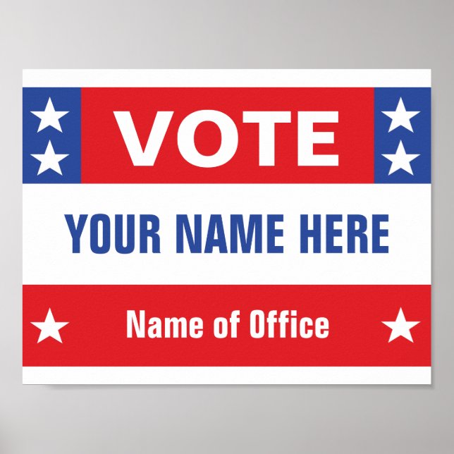 Poster Campanha Política Votar vermelho branco azul, estr (Frente)