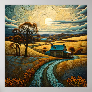 Poster Campanha rural com enchente solar