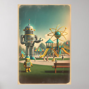 Poster Campanha Whimsical Atomic Age - Futurismo Vibrante