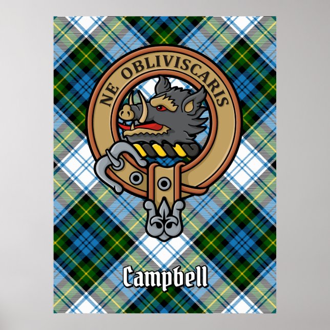 Poster Campbell Crest over Dress Tartan (Frente)