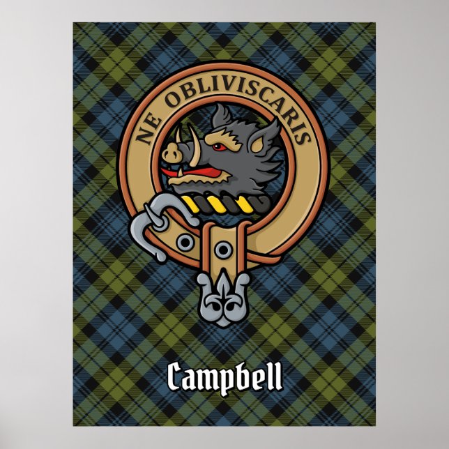 Poster Campbell Crest sobre Tartan (Frente)