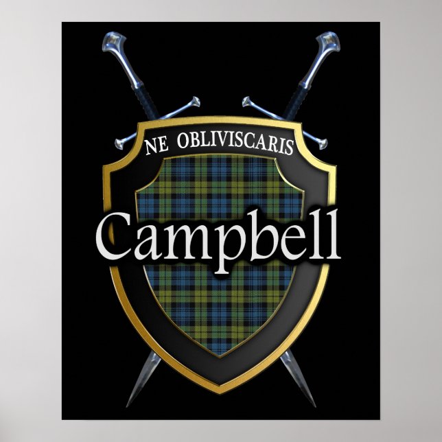 Poster Campbell Tartan Scottish Shield & Swords (Frente)