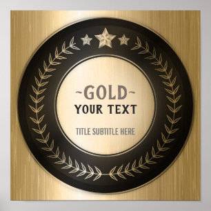 Poster Campeão #1 Dourado da MEDALHA FEITA SOB ENCOMENDA