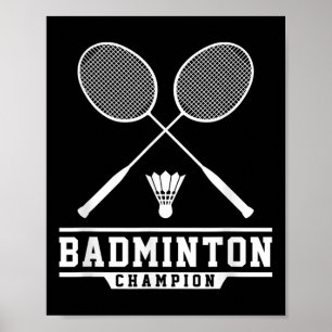 Poster Campeão de Badminton Jogador de Badminton Peteca E