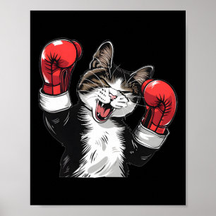 Poster Campeão de Boxão de Gato Engraçado Luz de Gatinhos
