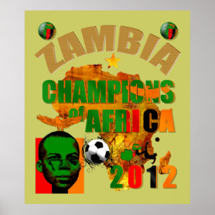 Pôster Campeões da Zâmbia da arte 2012 do copo das naç