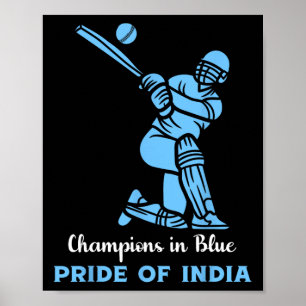 Poster Campeões Em Orgulho Azul Da Índia Críquete Indiano