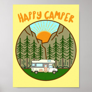 Poster Camper feliz - gráfico Vanlife nº 7