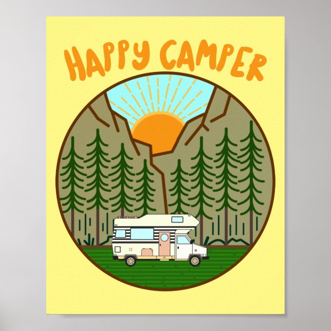 Poster Camper feliz - gráfico Vanlife nº 7 (Frente)