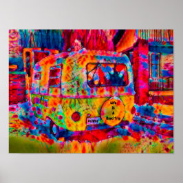 Poster Camper Retro Hippie Colortion Life É Uma Viagem De