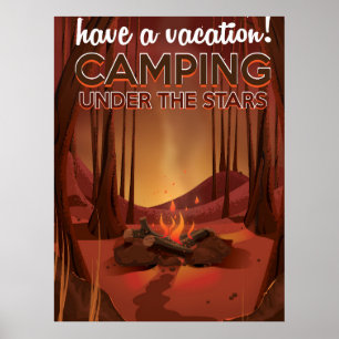 Pôster Campfire na floresta.