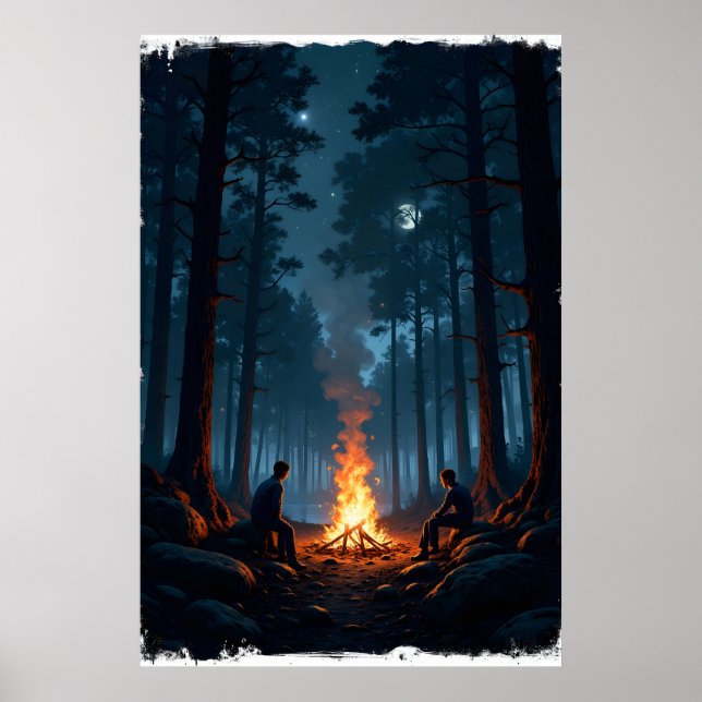 Poster Campfire under a starry night sky in the serene  (Frente)