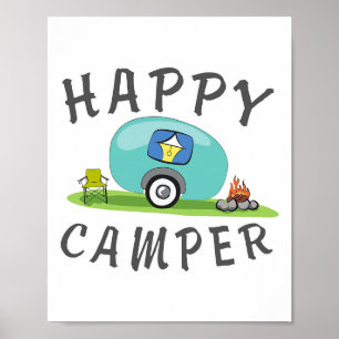 Poster Camping - Camiseta Feliz Camping Trailer Camper