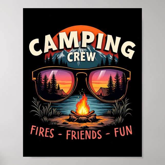 Poster Camping Crew Fires Friends Fun Vacation Summer  (Frente)