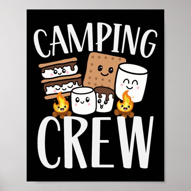 Poster Camping Crew Smore Campfire Group Squad Team Kids  (Frente)
