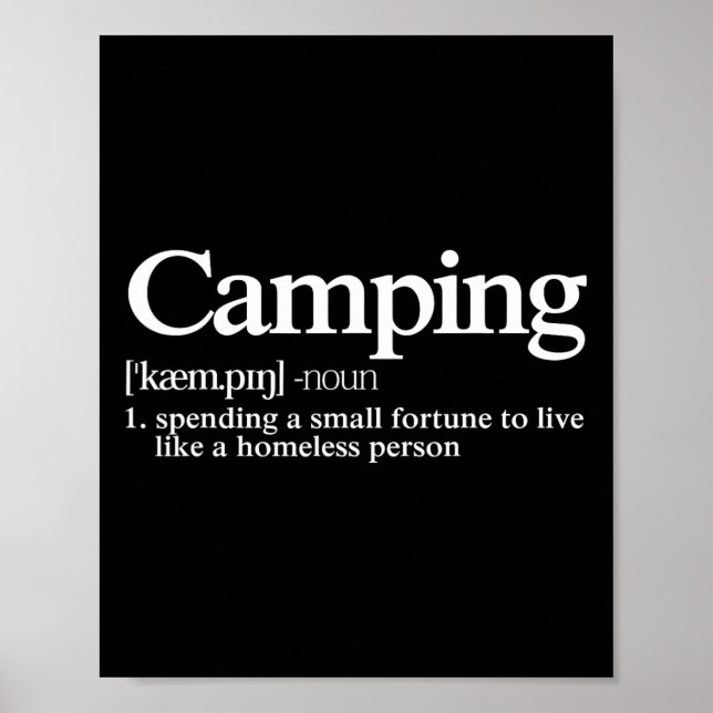 Poster Camping Definition - Funny Camper Saying  (Frente)