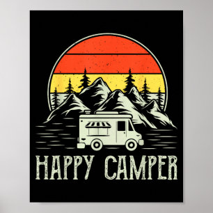 Poster Camping feliz menino pequeno engraçado van camping