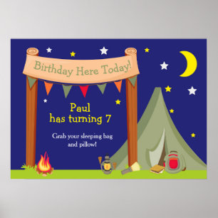 Poster Camping Khaki Green Birthday