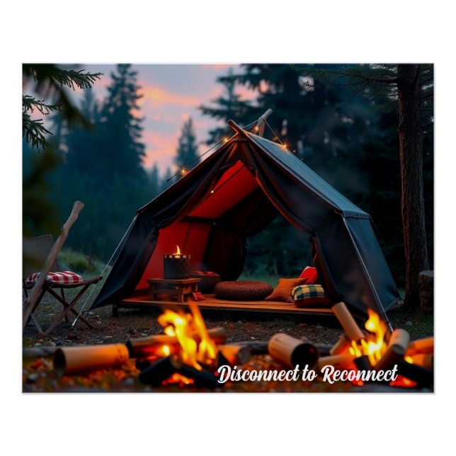 Pôster Camping Poster – Disconnect to Reconnect (Frente)