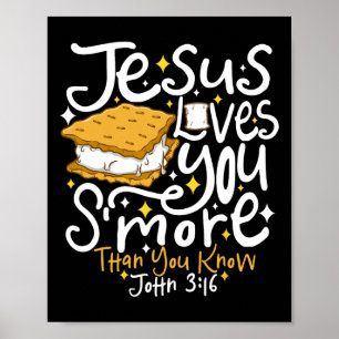 Poster Camping Smore Jesus Te Ama João Versículo Bíblico