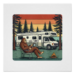Pôster Camping Vintage Motorhome RV Aventura Bigfoot