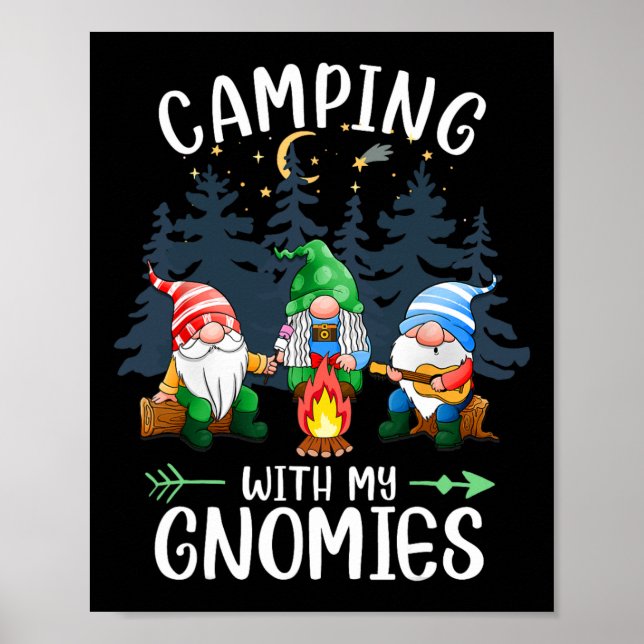 Poster Camping With My Gnomies Funny Gnome Camp Women Men (Frente)