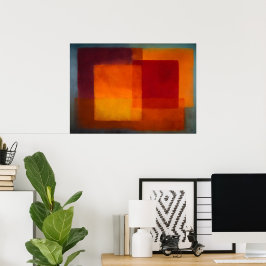Poster Campo Abstrato de Cor Zen Celestial Carmesim Horiz